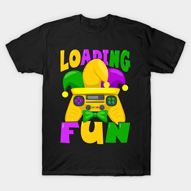 Mardi Gras Outfit For Men, Mardi Gras Gamer Loading Fun T-Shirt by auviba-design